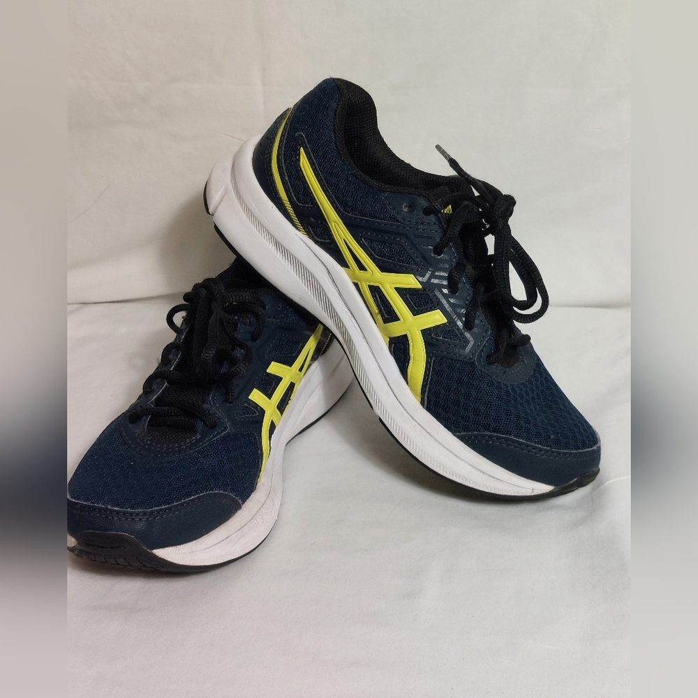 Unisex Kid's Jolt 3 GS Grade School Asics Blue Yellow Sneakers Running Size 7